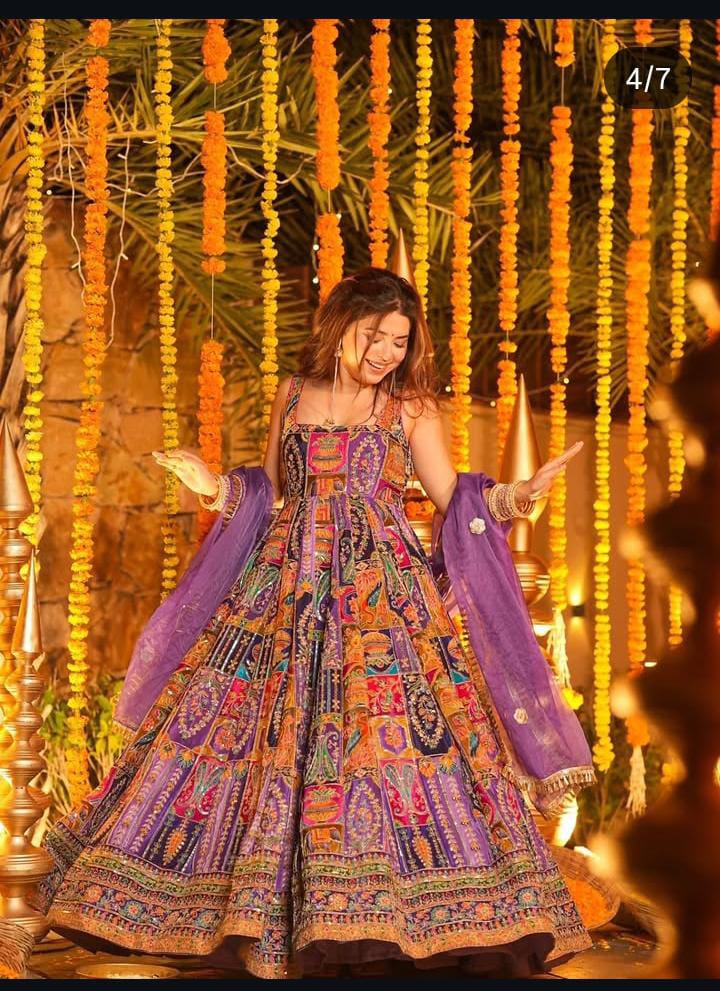 Beautiful Purple Heavy Embroidered Anarkali Suit Set