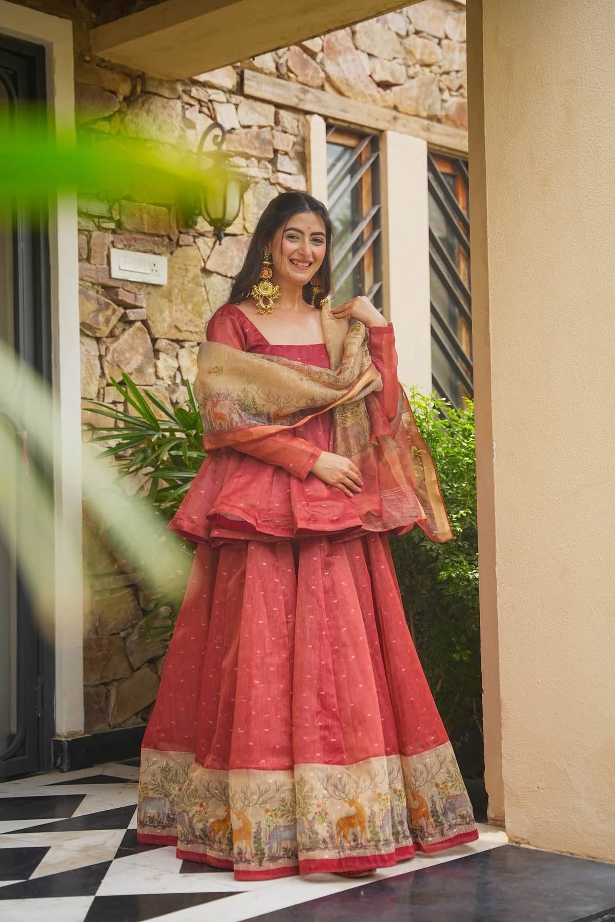 Beautiful Newly Launched Kota Doria Top Sharara Set