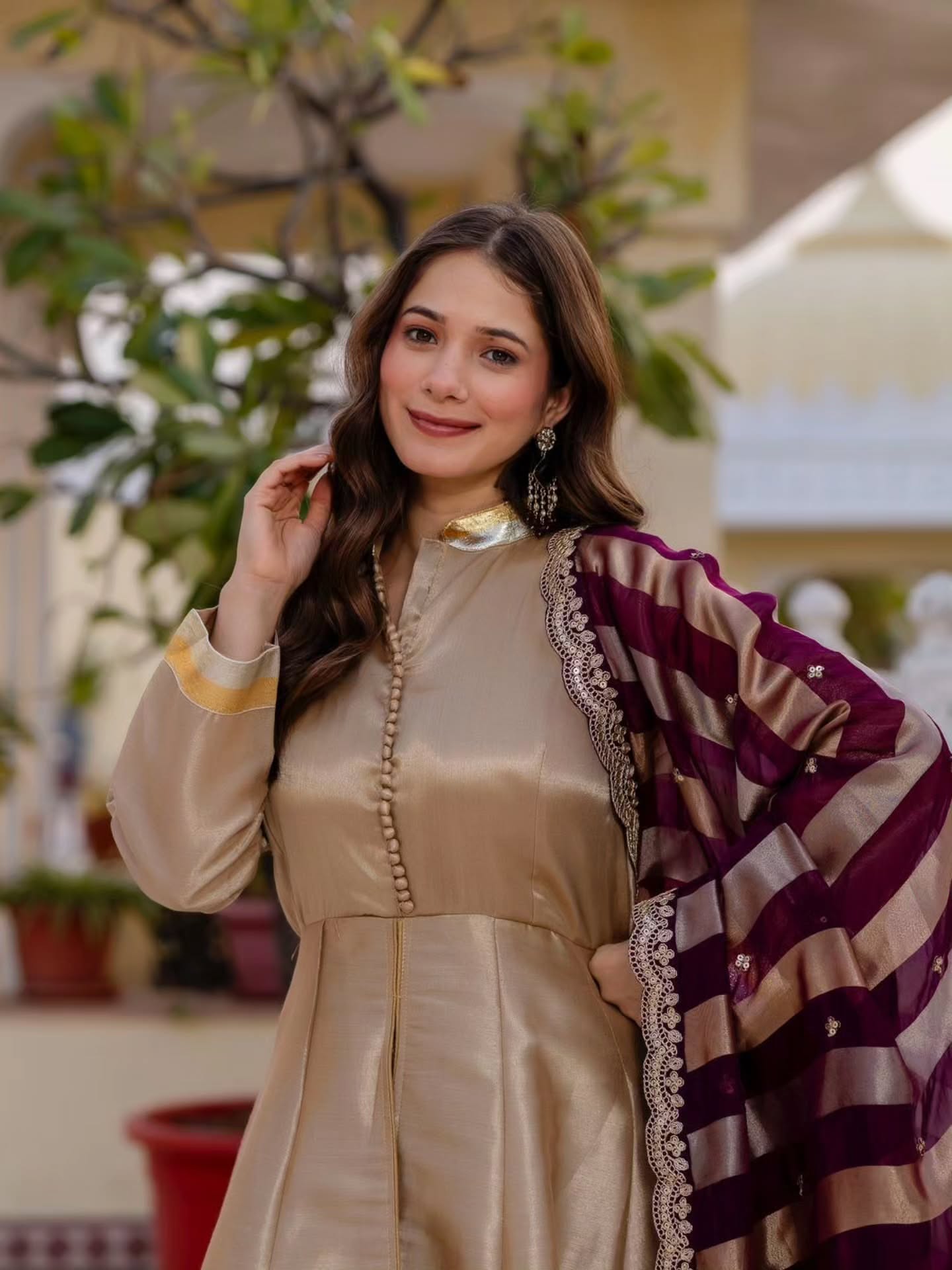 Beautiful Banarsi Viscose Silk Anarkali Suit Set