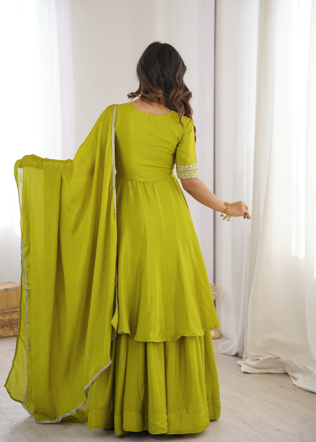 Beautiful Chinon Silk Anarkali Suit Set