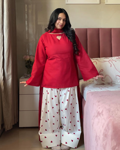 Red Heart Farshi Salwar Suit With Duptta