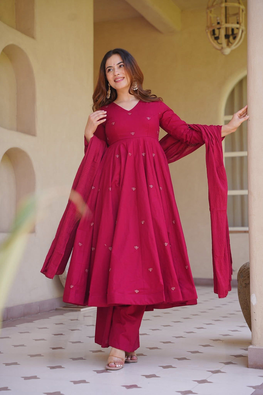 Soft Cotton Anarkali Suit Set