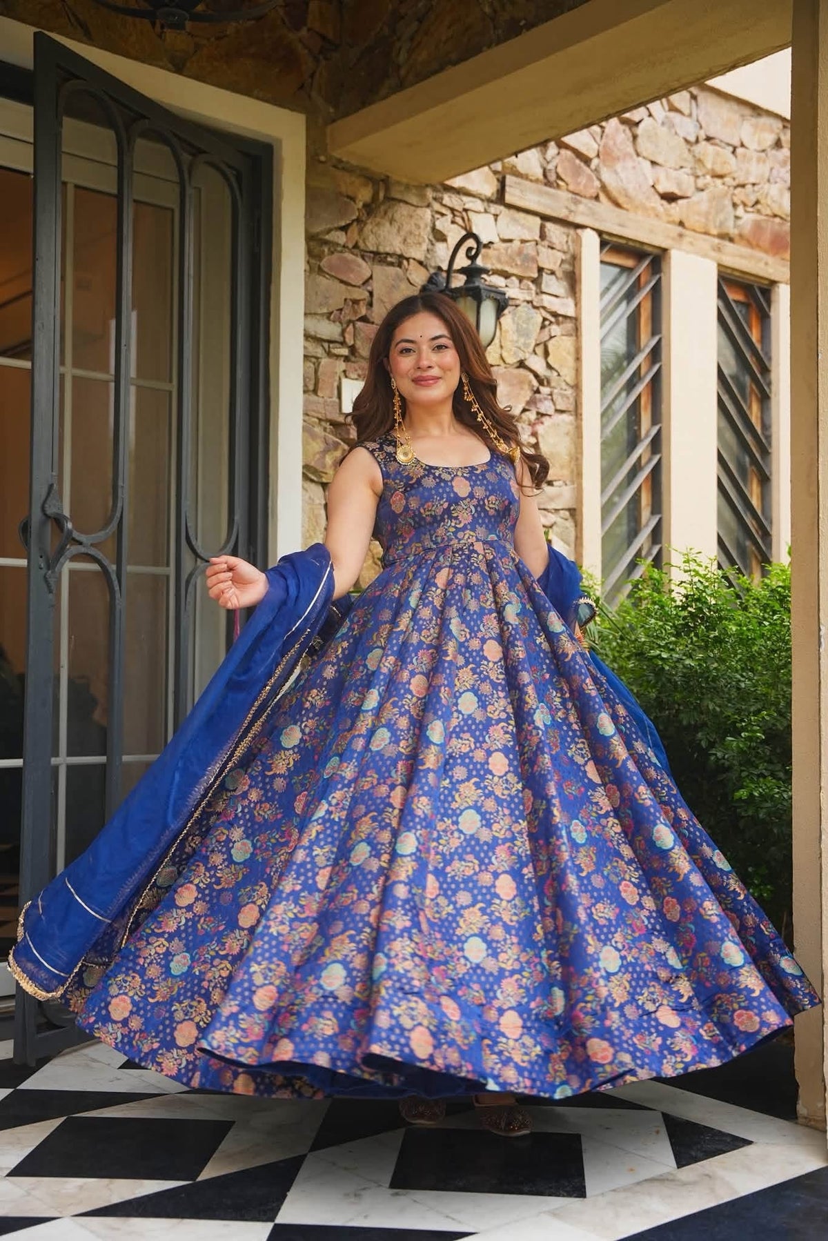 Banarasi Royal Heavy Embroidered Anarkali Suit Set