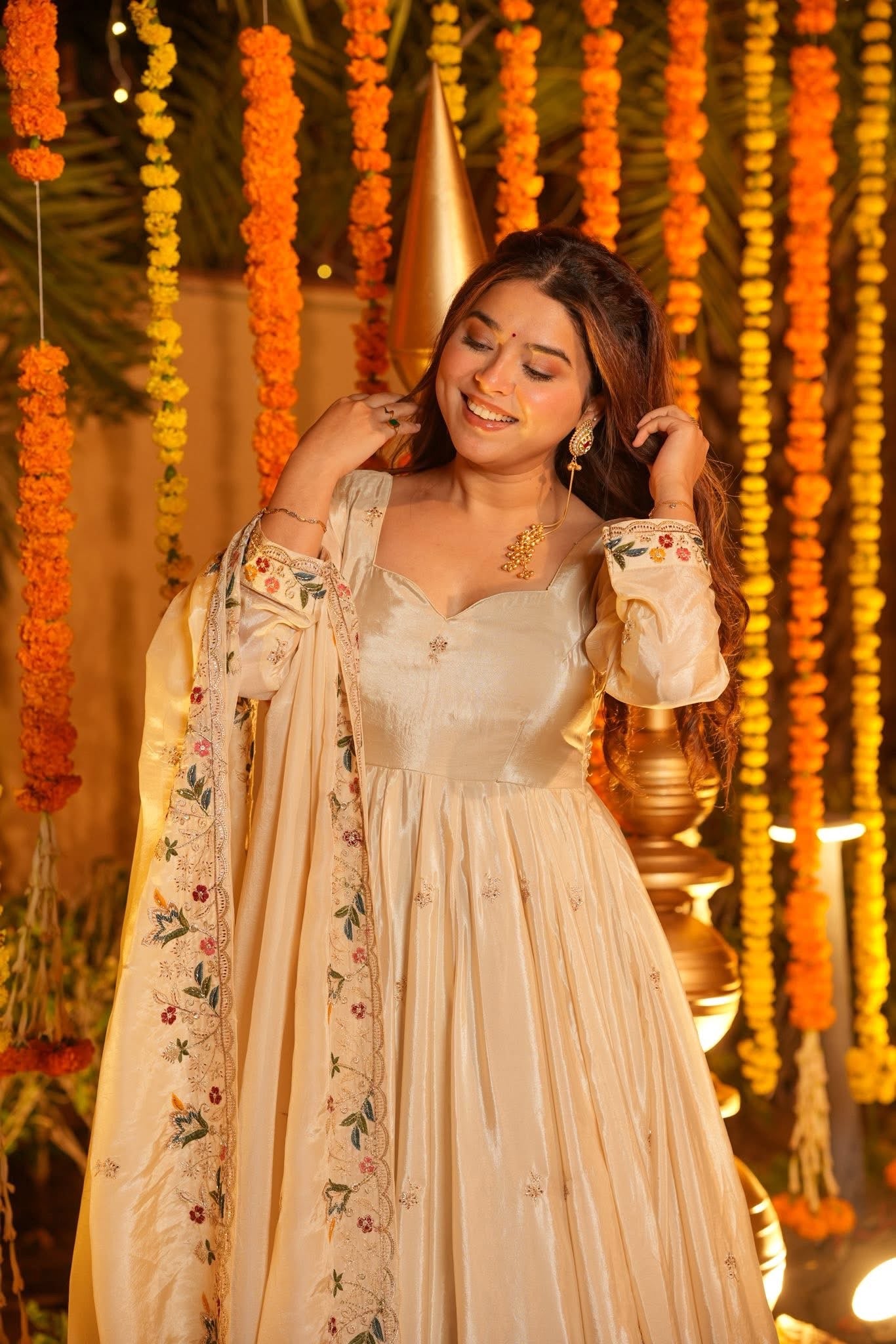 Chandrika Floral Organza Anarkali Suit Set