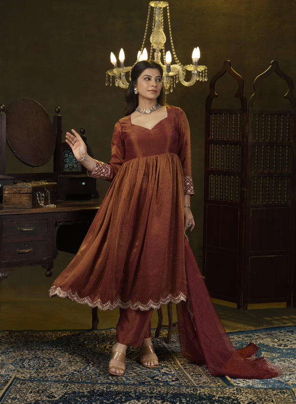 Maroon Anarkali Dress With Dupatta