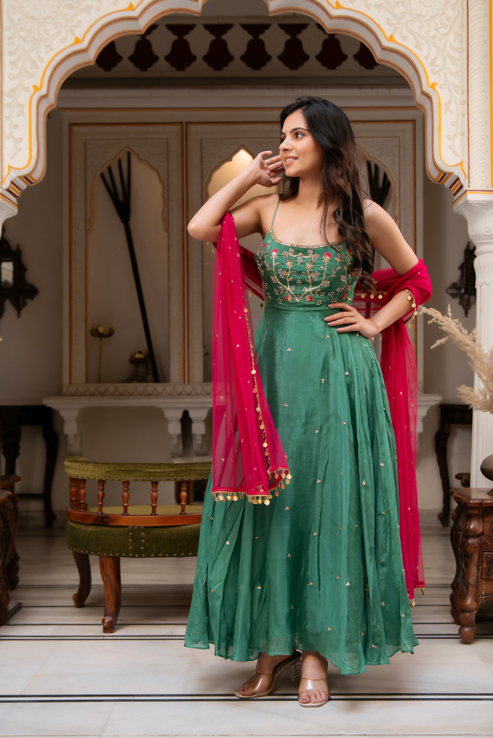 Embroidered Anarkali Suit Set