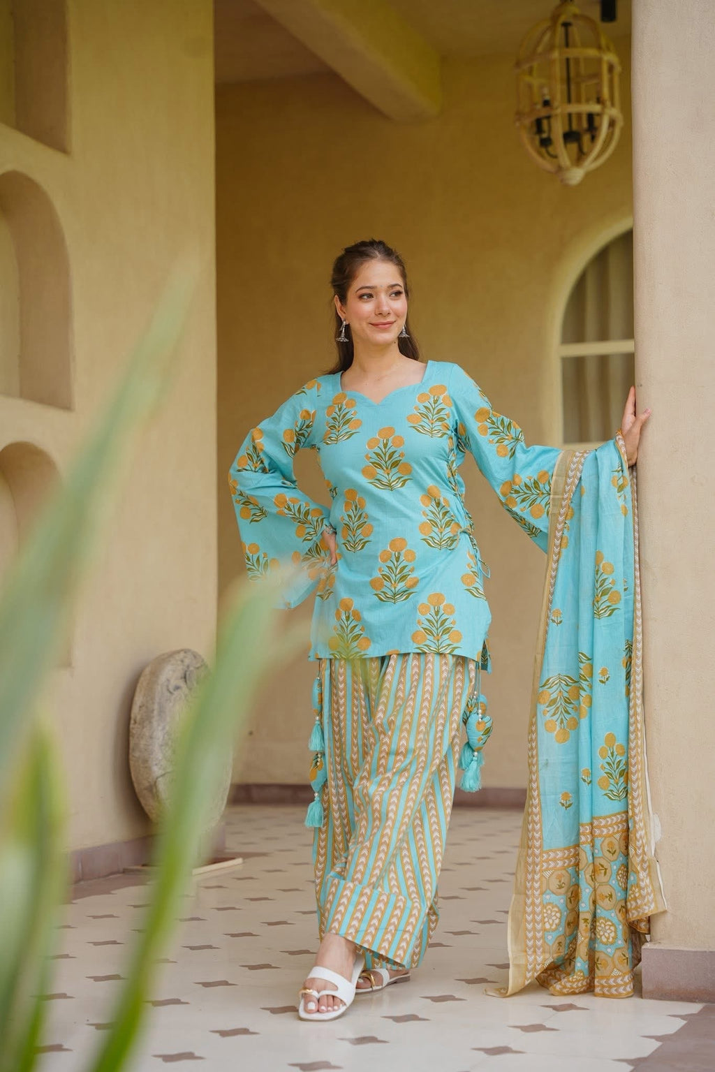 Printed Cotton Farshi Salwar Suit Set