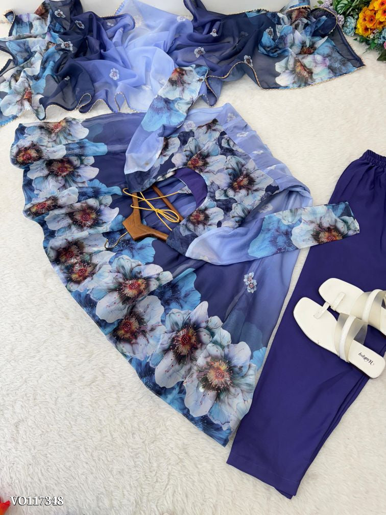 Beautiful Floral Prined Anarkali Suit Set