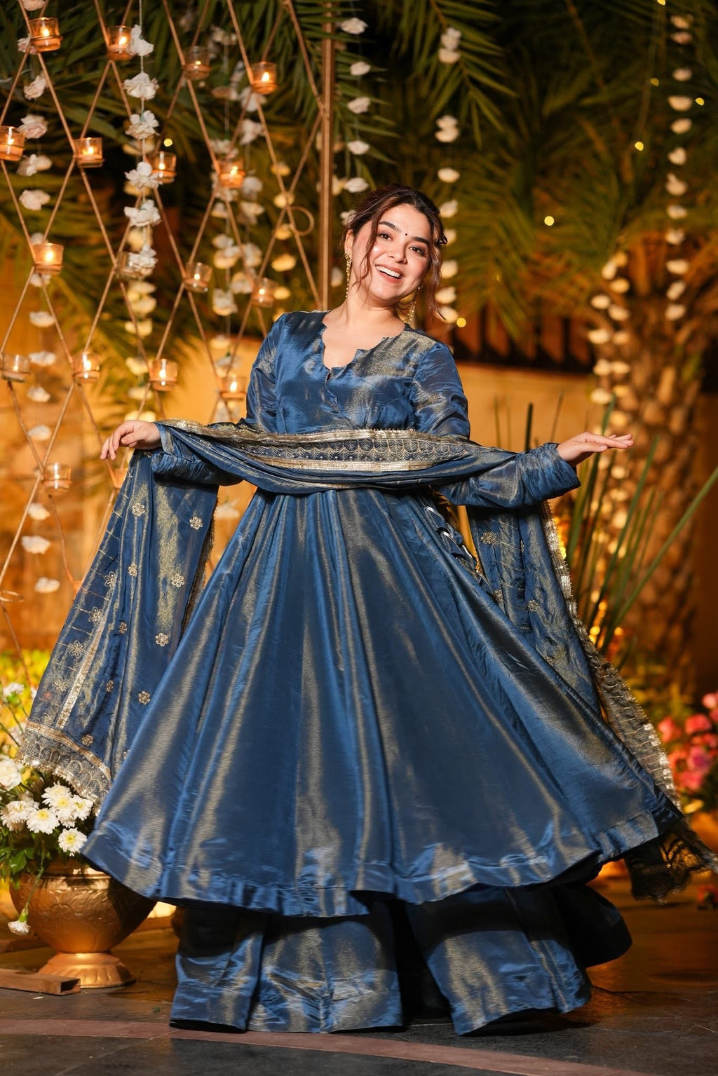 Blue Wedding Wear Anarkali Suit Set