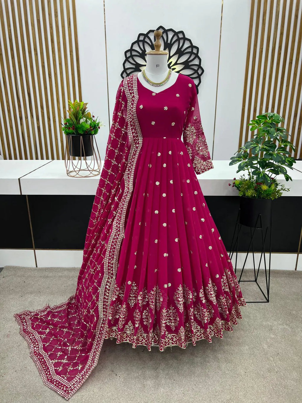 Beautiful Embroidered Sequence Work Anarkali Suit Set