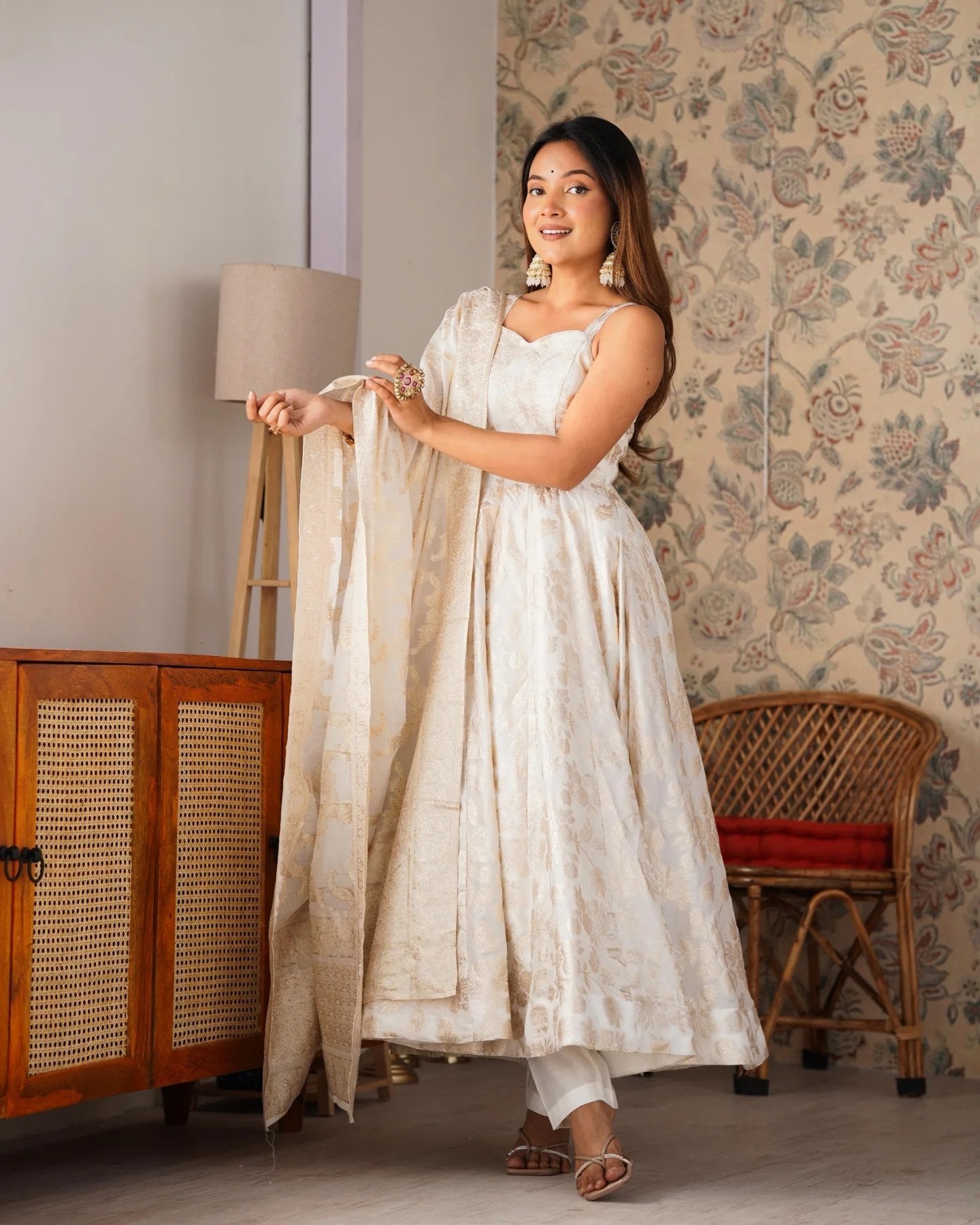 Classic Banarasi Jacquard Silk Anarkali Suit Set
