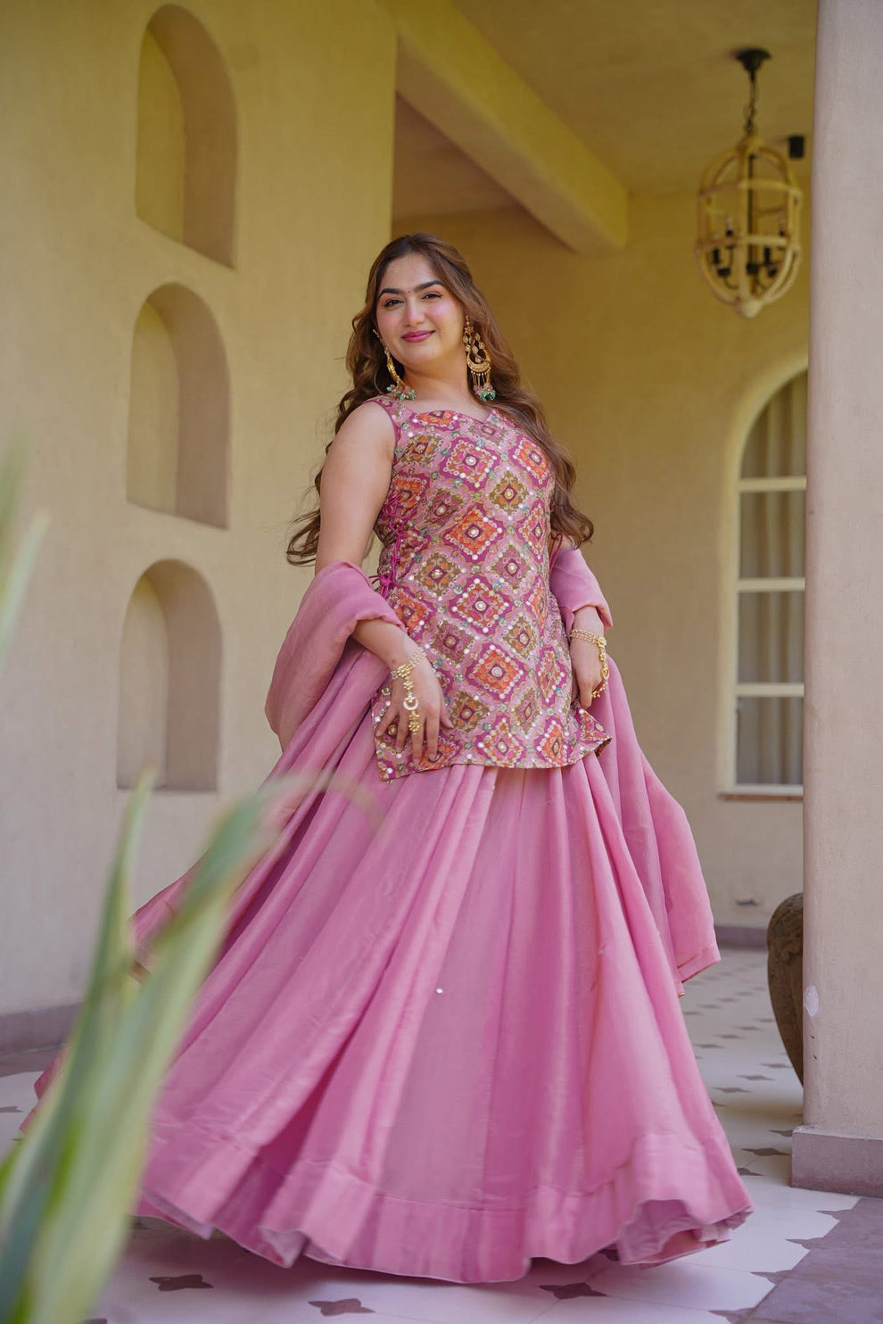Beautiful Grace Pink Kurta Skirt Set