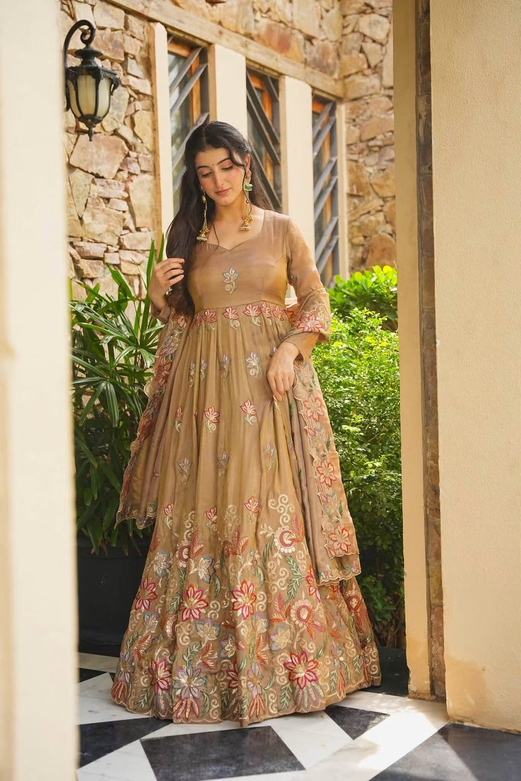 Beautiful Embroidered Cosmos Anarkali Suit Set