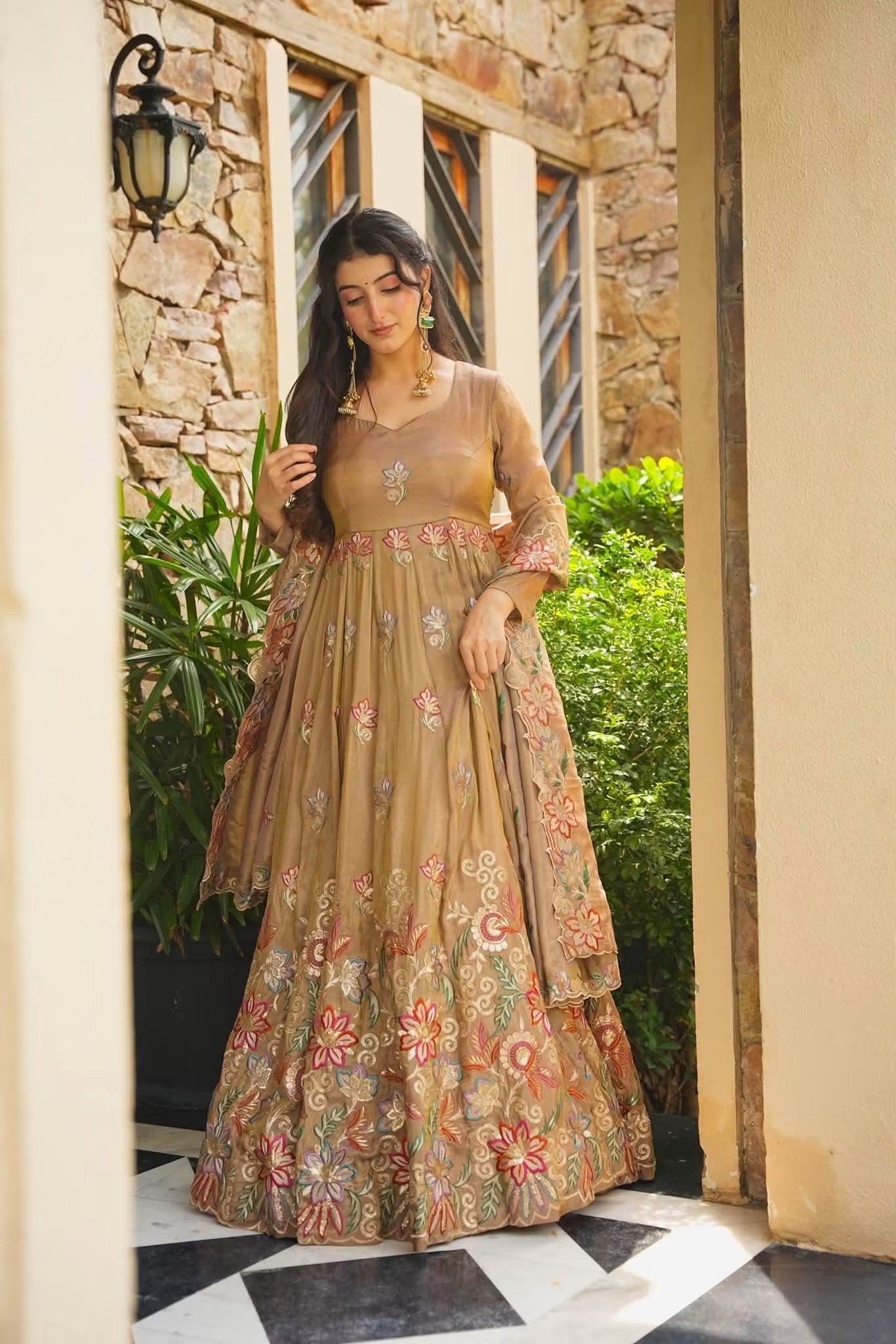 Beautiful Embroidered Cosmos Anarkali Suit Set