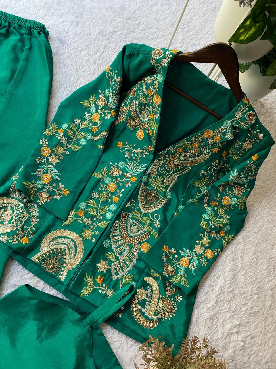 Designer 3 Piece Plazzo Top Jacket Set