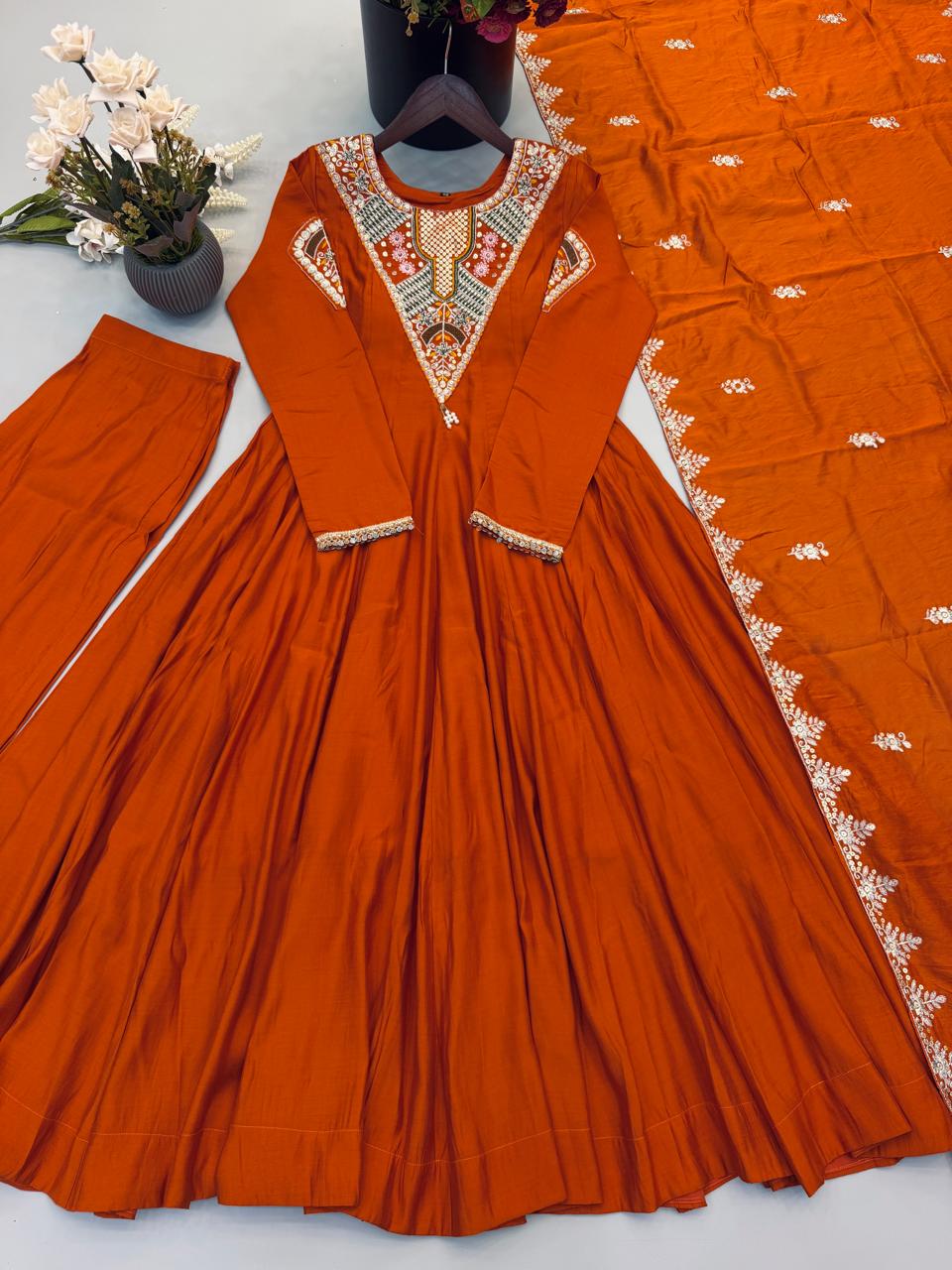 Elegant Embroidered Work Anarkali Suit Set