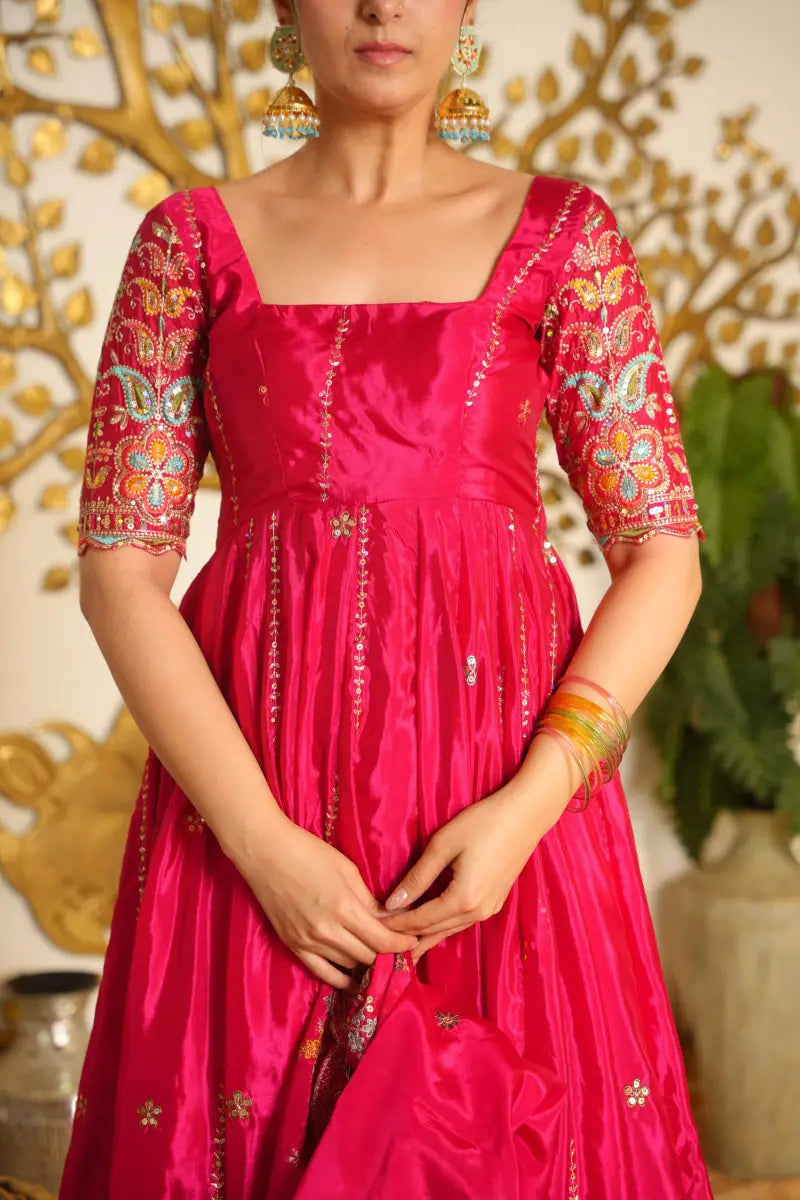 Beautiful Floral Embroidered Anarkali Suit Set
