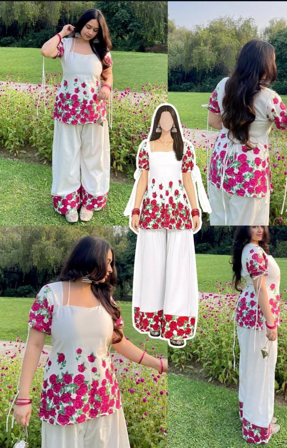 Beautiful Rose Printed Farshi Salwar Suit