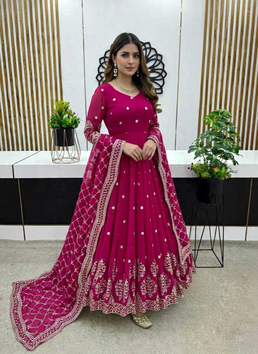 Beautiful Embroidered Sequence Work Anarkali Suit Set