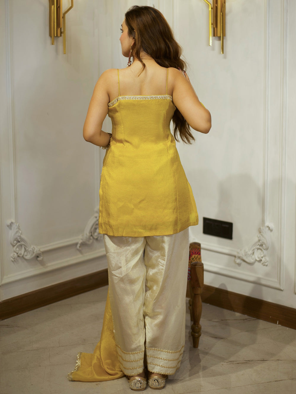 Beautiful Yellow &Cream Patiala Suit Set