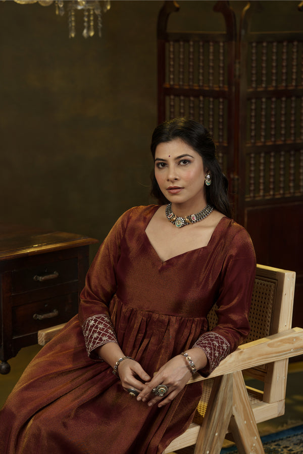 Maroon Anarkali Dress With Dupatta