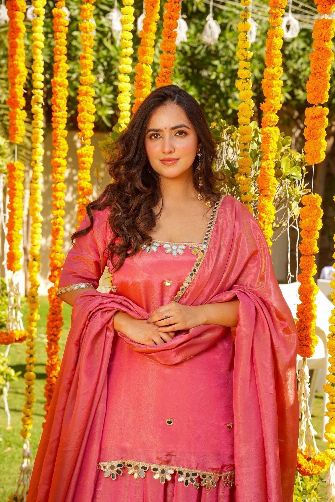 Pink Wedding Wear Sharara Set
