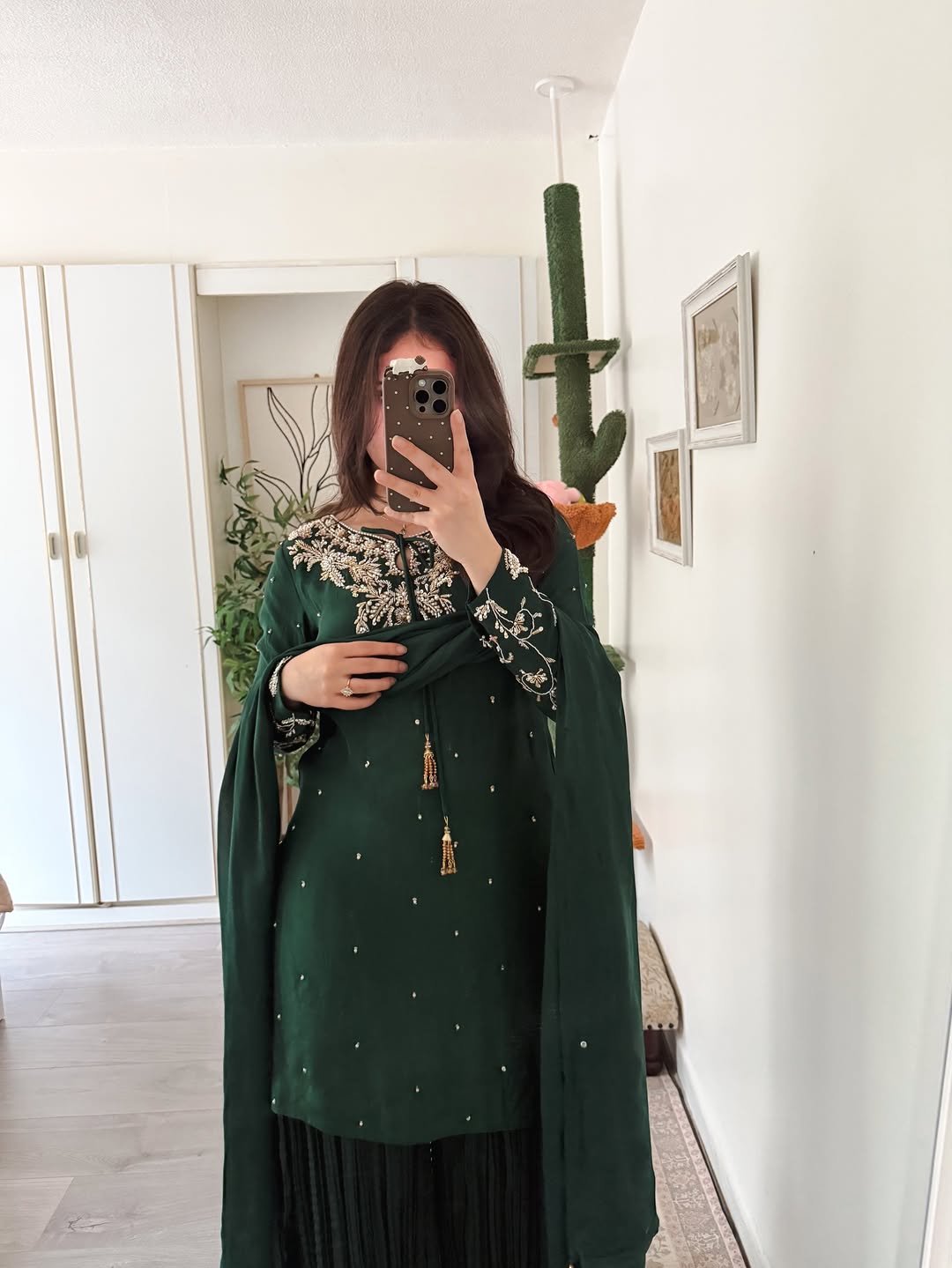 Emerald Green Pleated Sharara Set