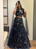 Party Wear Navy Blue Sequin Lehenga Set