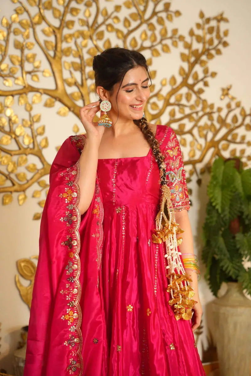 Beautiful Floral Embroidered Anarkali Suit Set