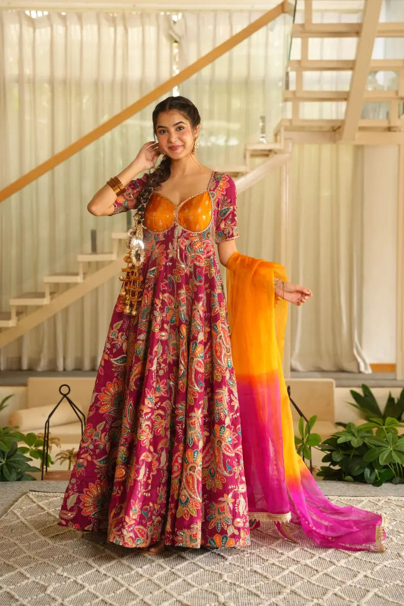 New Arrival Embroidered Anarkali Suit Set
