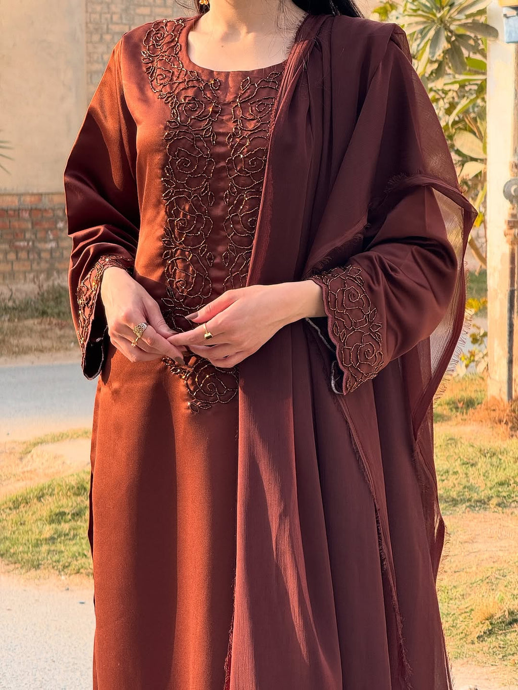 Premium Embellished Straight Pakistani Suit Set