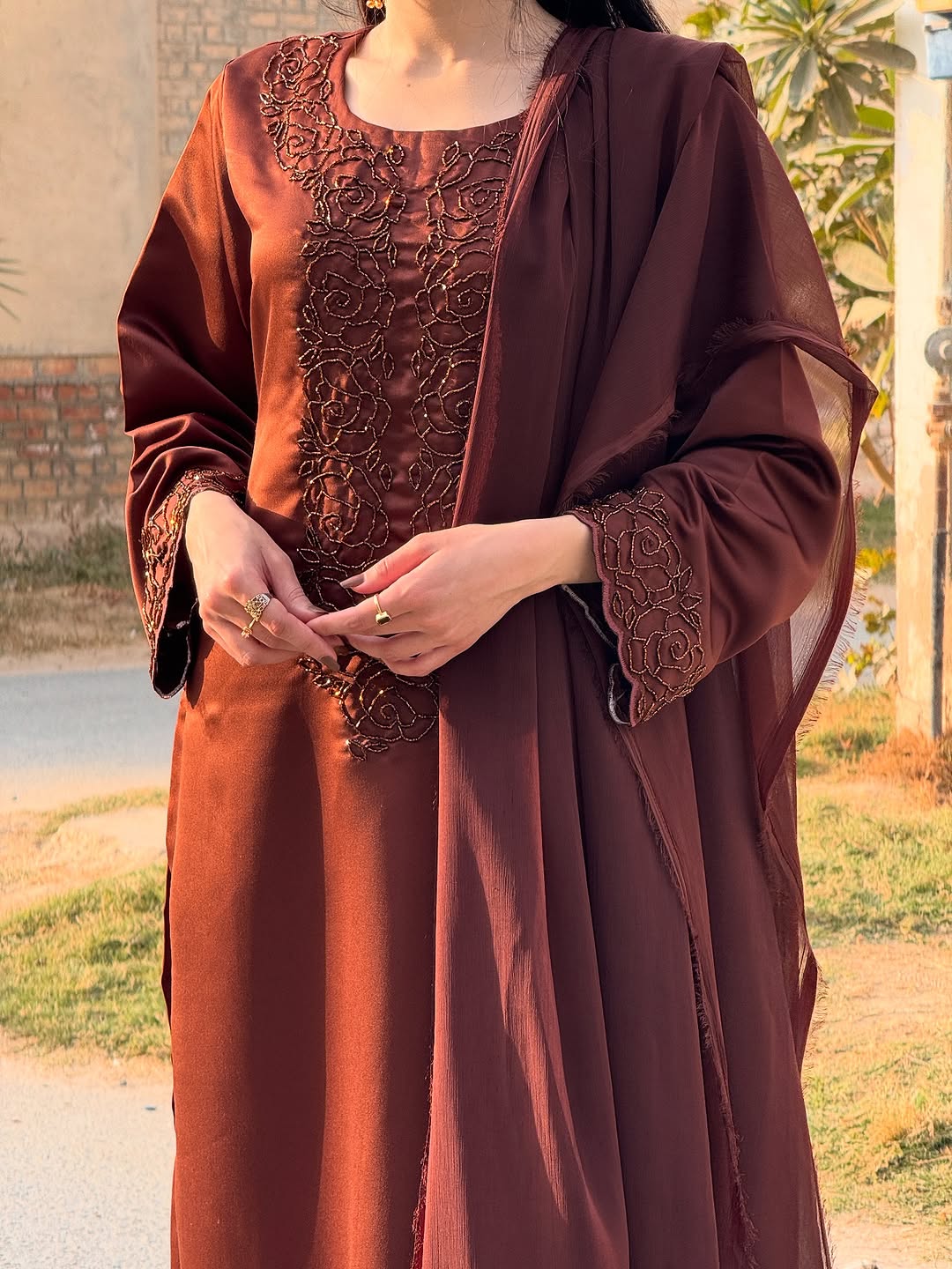 Premium Embellished Straight Pakistani Suit Set