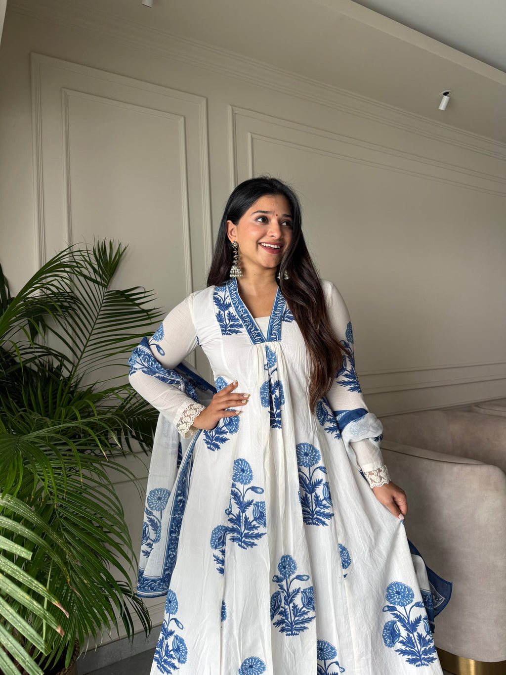 Pure Cotton Anarkali Suit Set