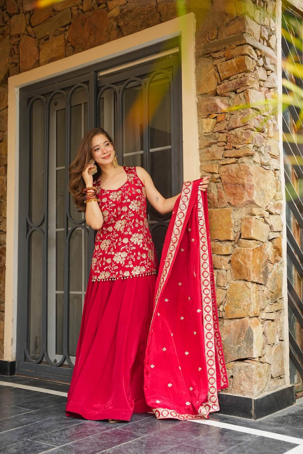 Beautiful Embroidered Sharara Suit Set