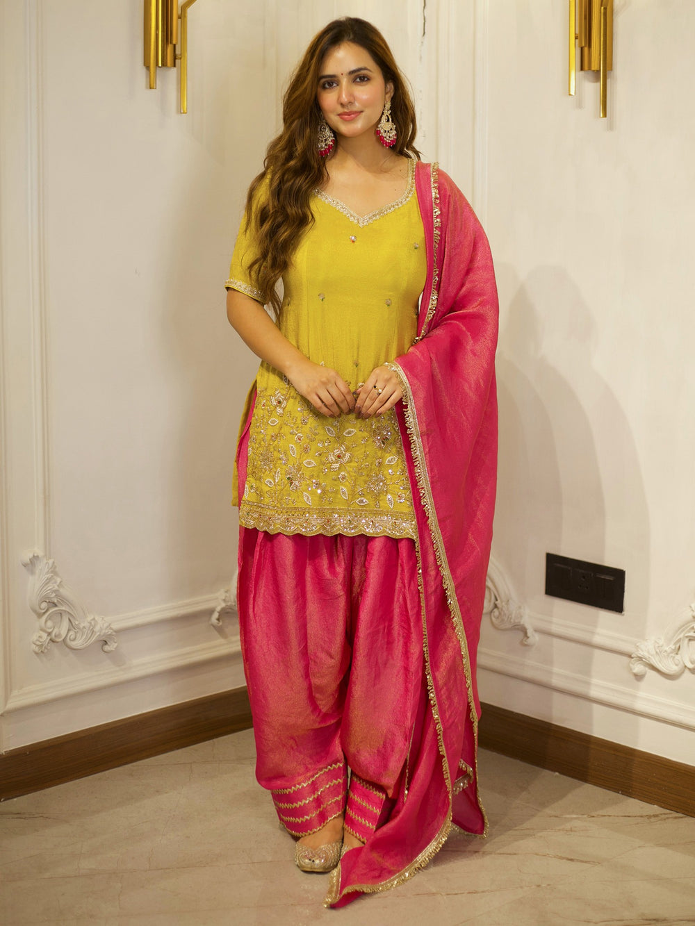 Beautiful Yellow & Pink Patiala Suit