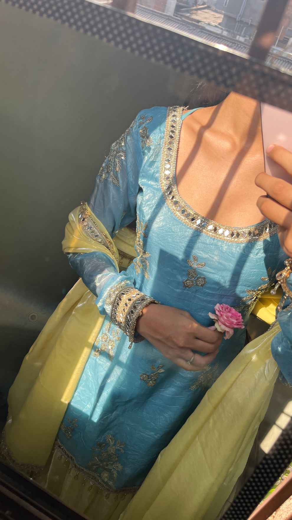 Fendy Silk Real Mirror Plazzo Set