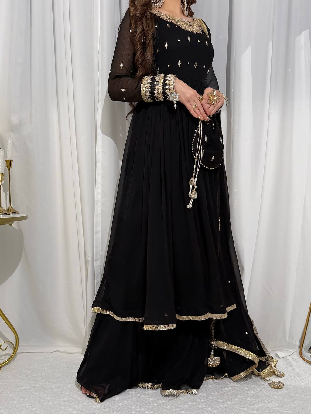 Midnight Black Festive Anarkali Suit Set