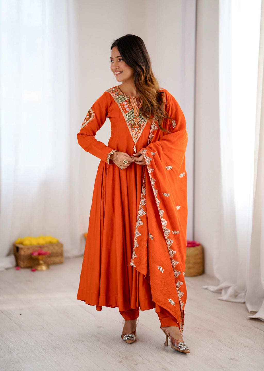 Elegant Embroidered Work Anarkali Suit Set