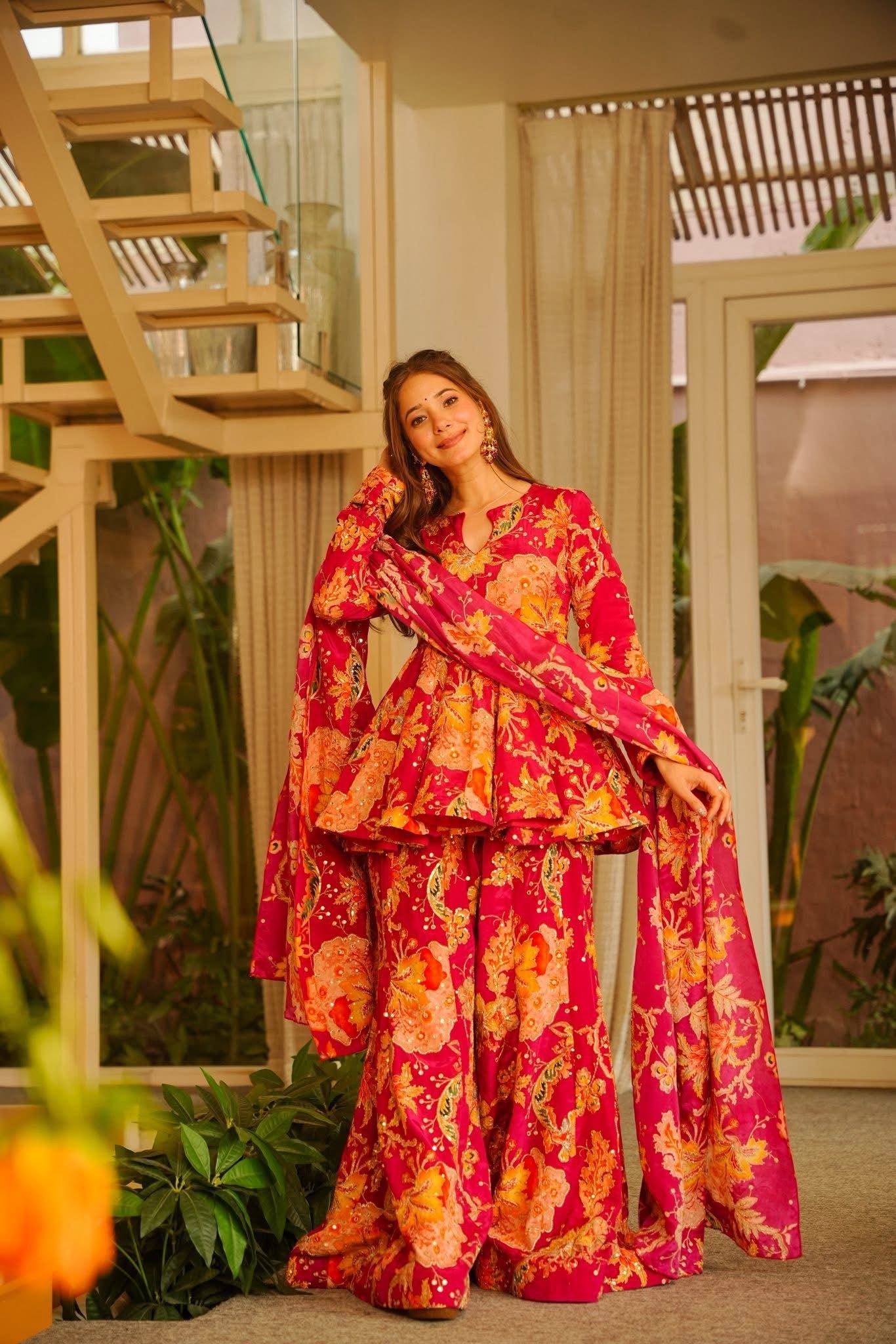 Beautiful Sequence Work Wedding Sharara Suit Set