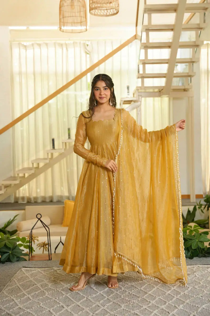 Beautiful Salsa Silk Anarkali Suit Set