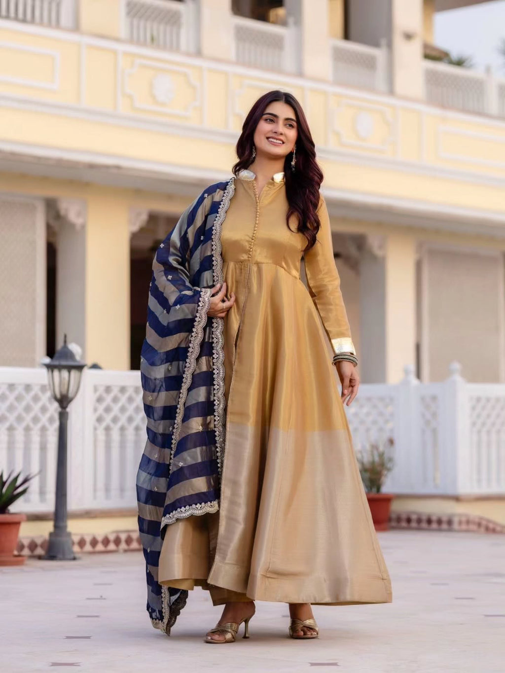 Beautiful Banarsi Viscose Silk Anarkali Suit Set