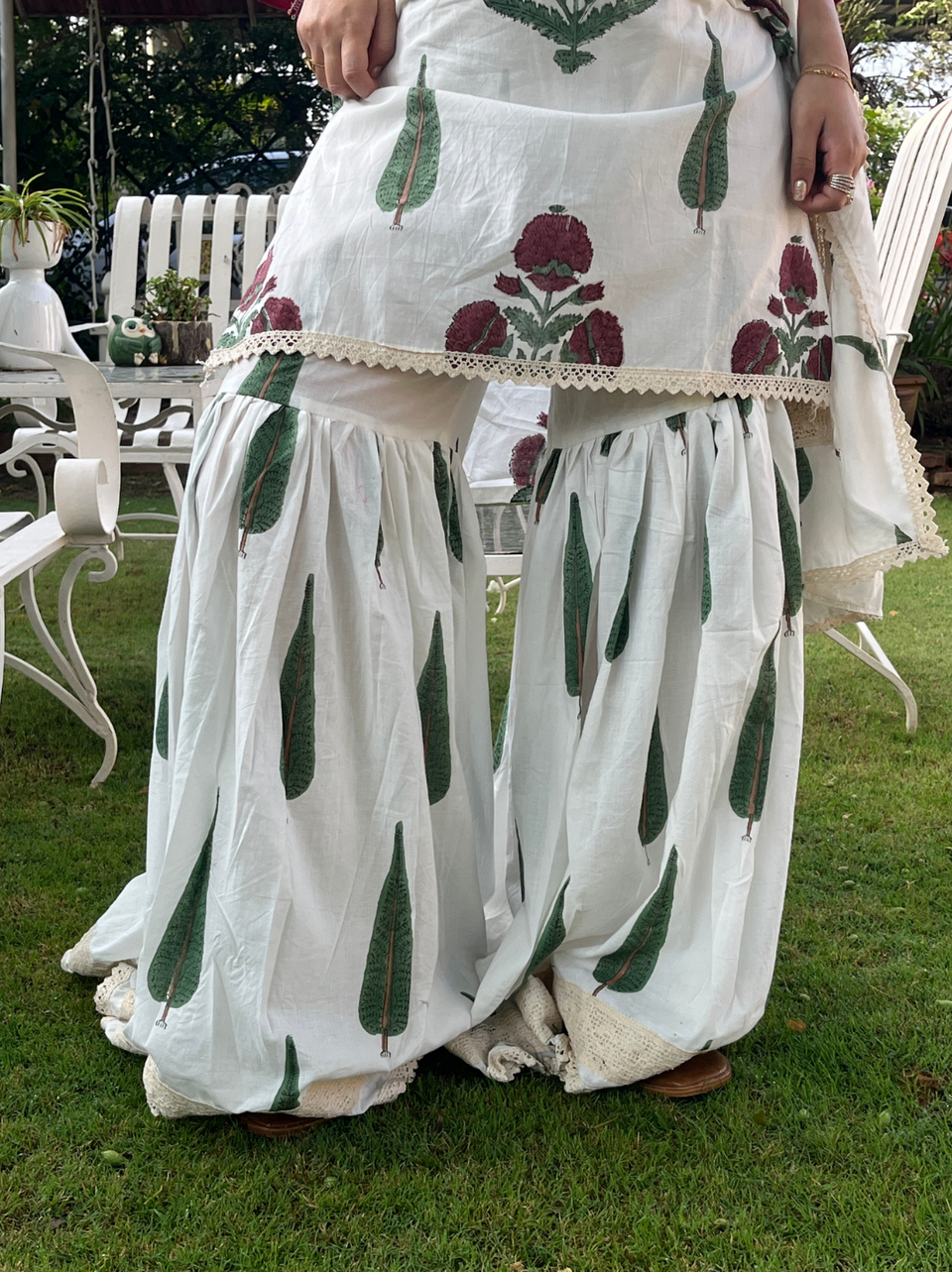 Gulshan Handblock Cotton  Sharara Suit  Set