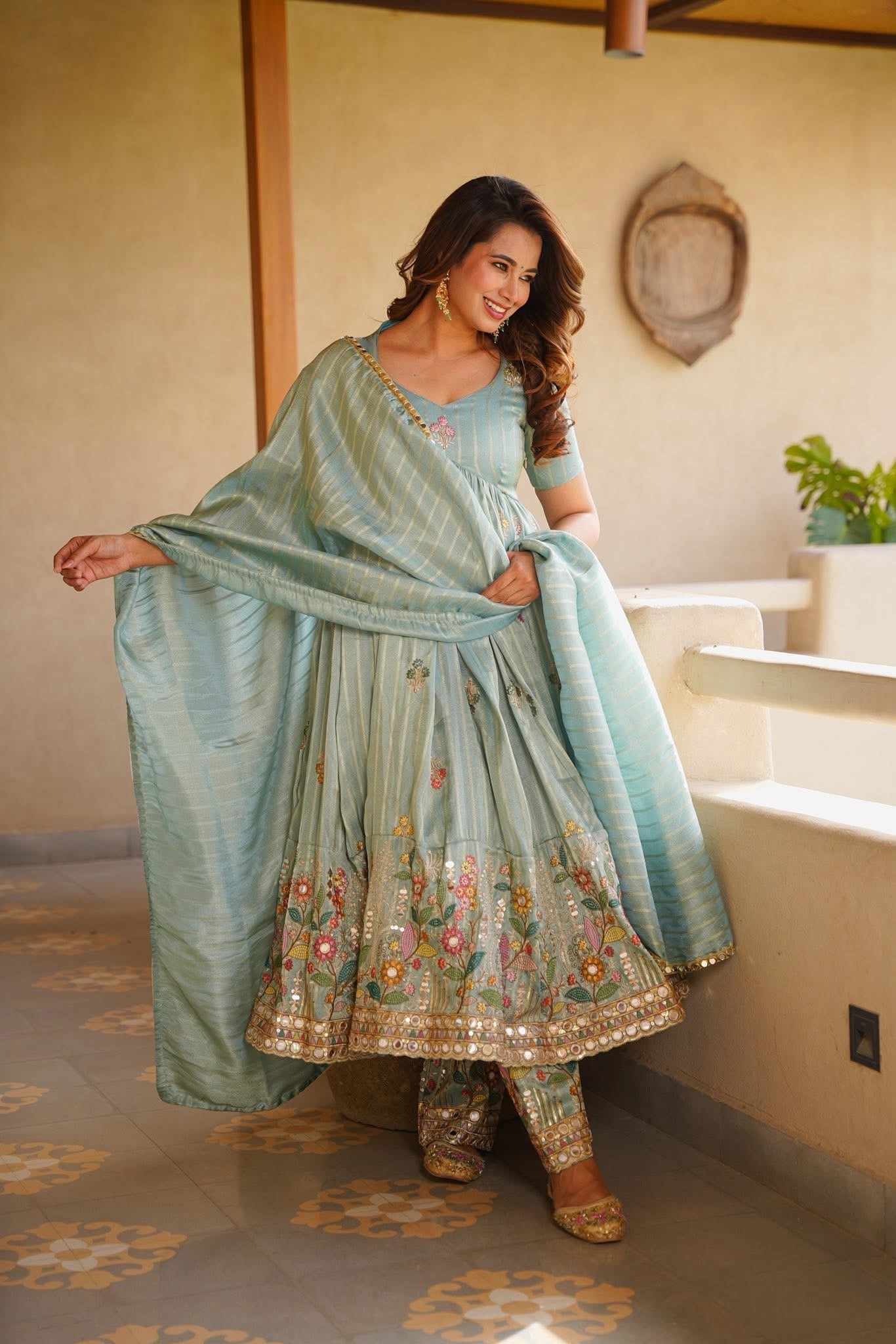 Beautiful Embroidered Anarkali Suit Set