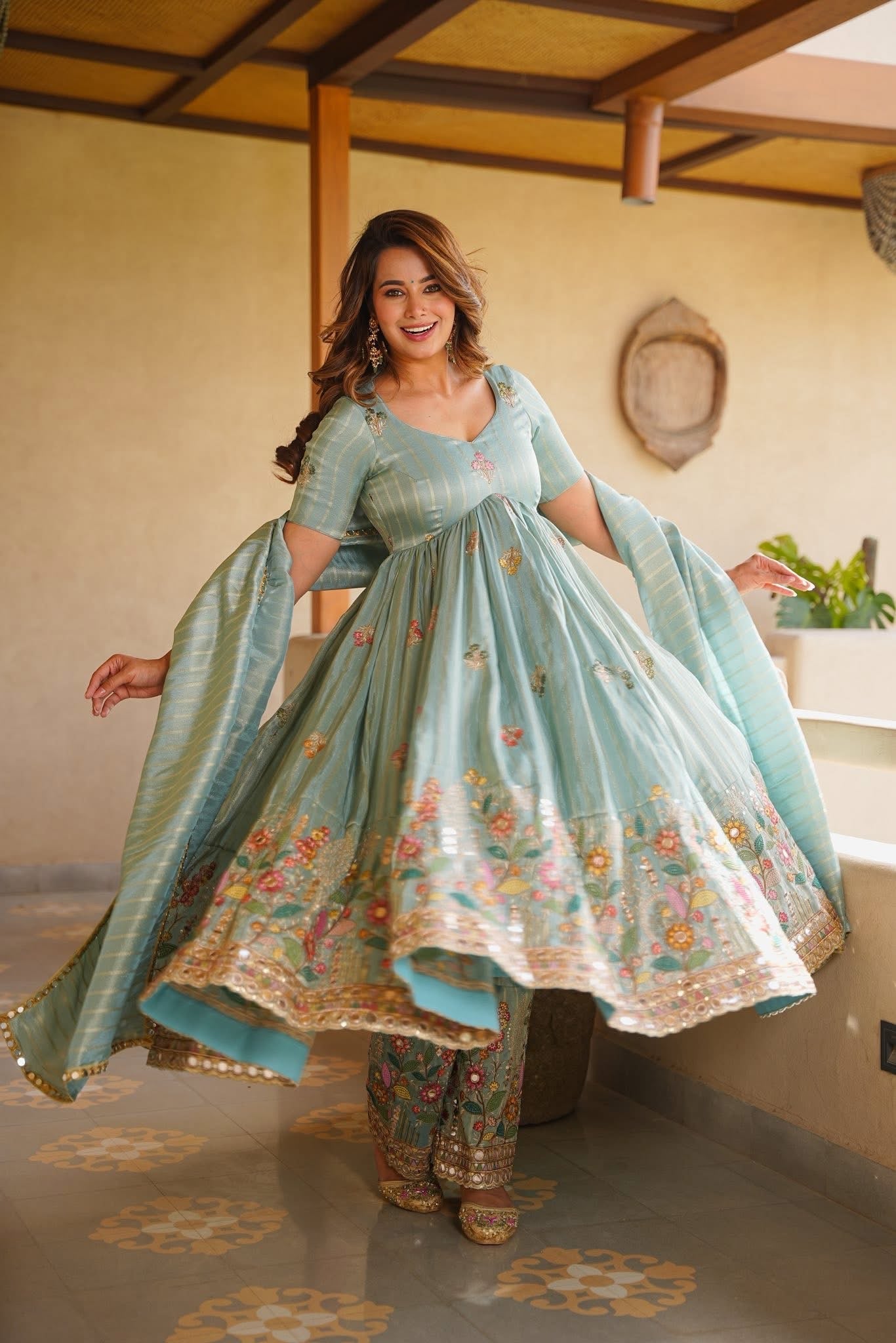 Beautiful Embroidered Anarkali Suit Set