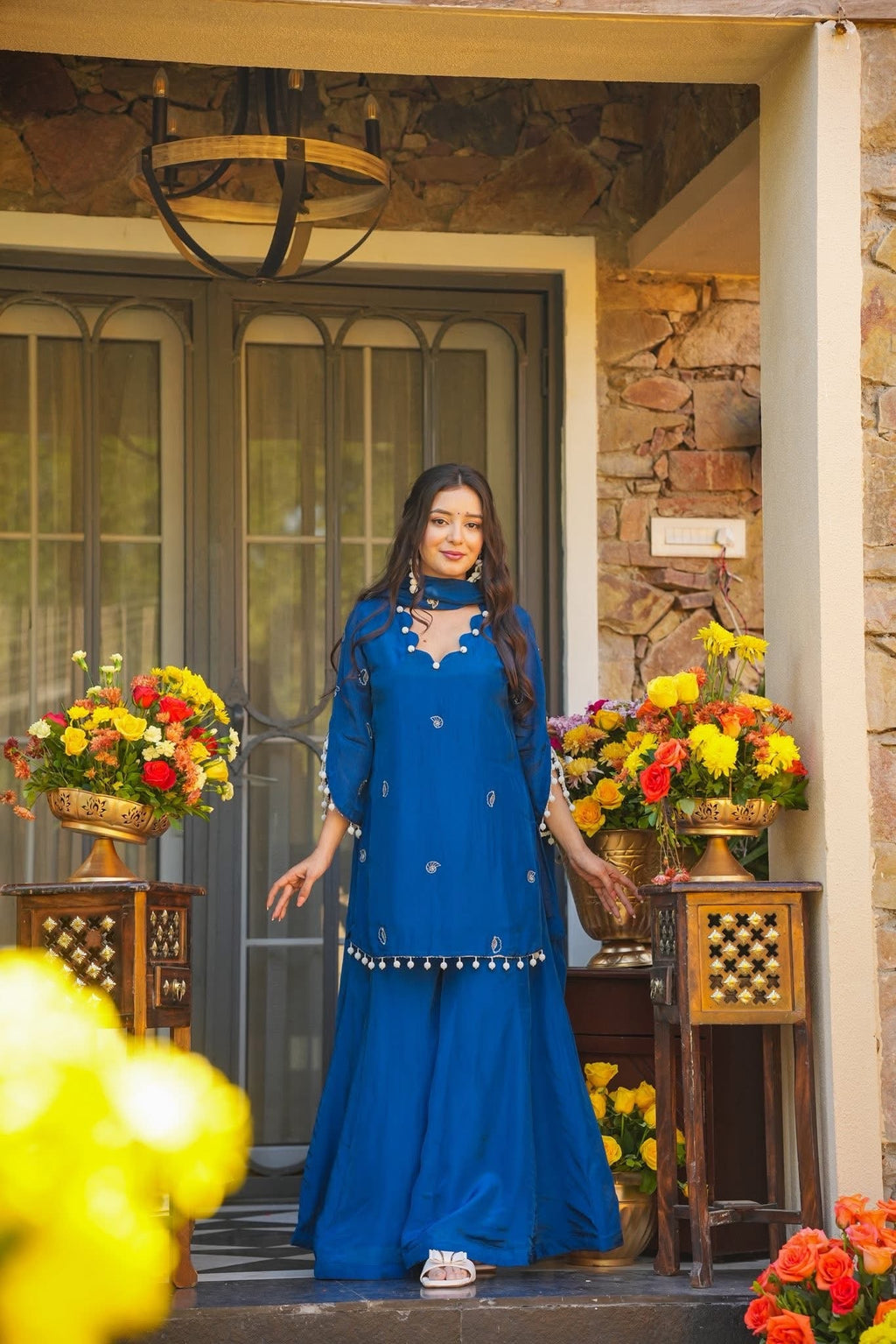 Beautiful Blue Color Sharara Suit Set