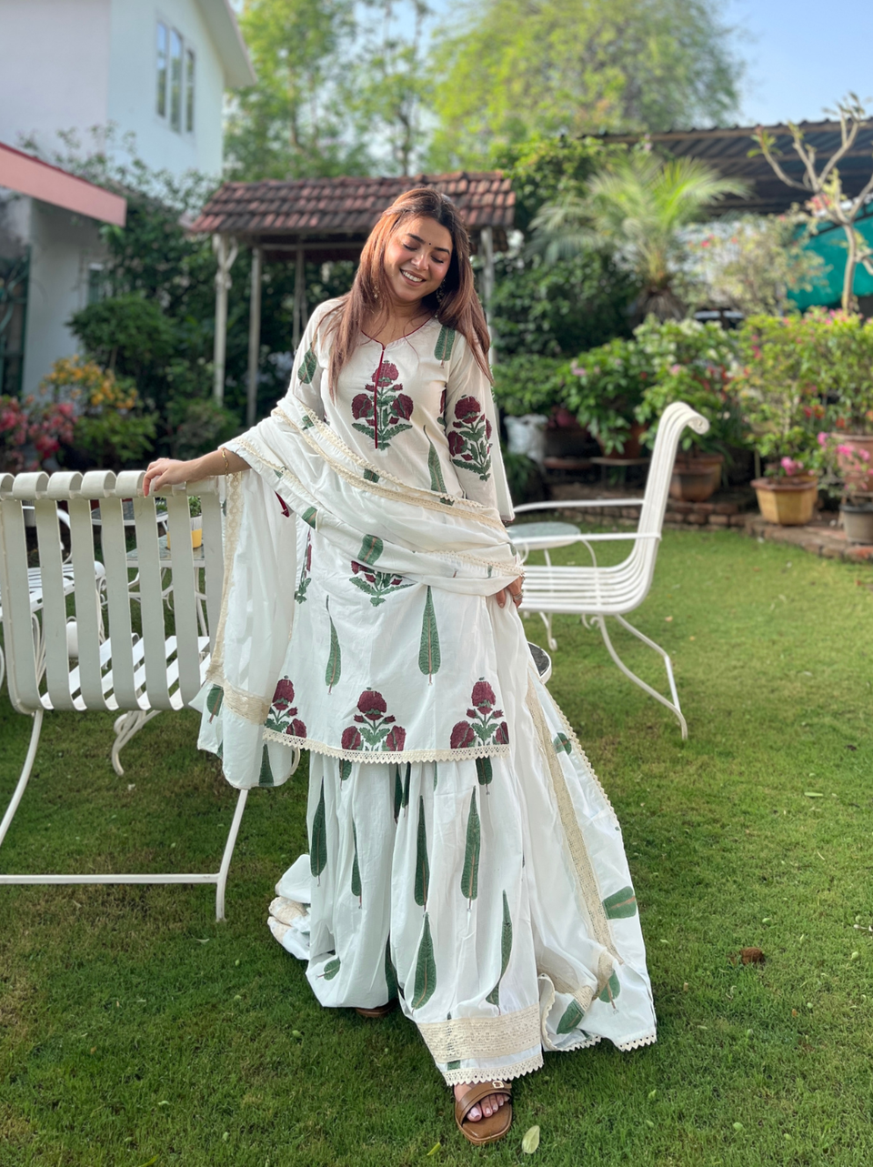 Gulshan Handblock Cotton  Sharara Suit  Set