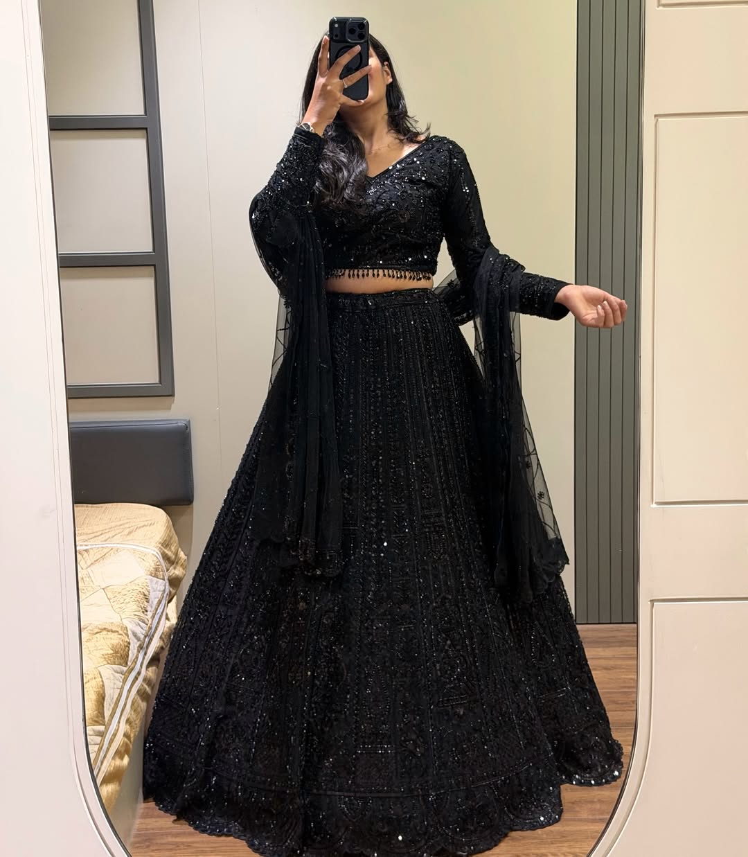 Premium Soft Net Black Lehenga Set
