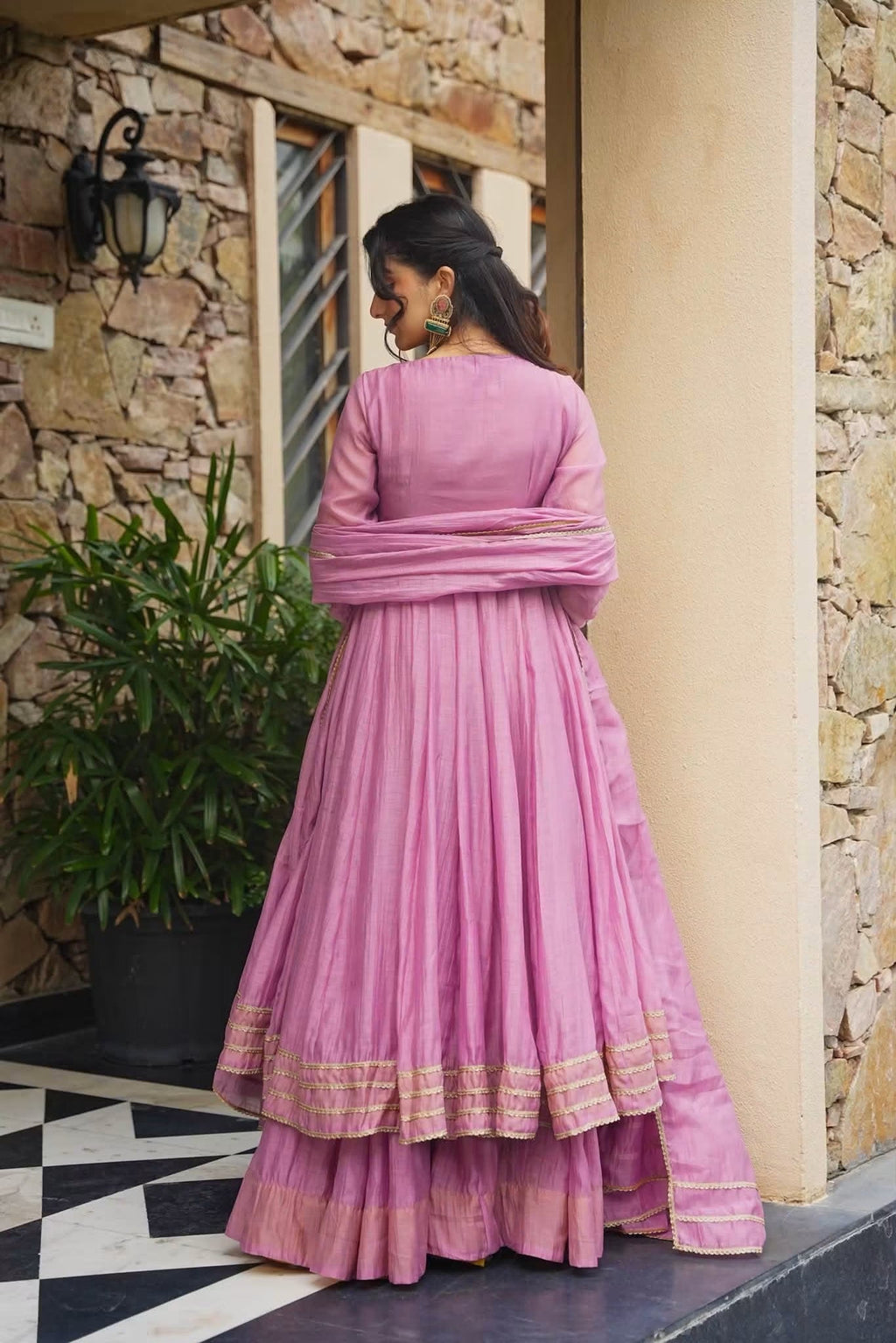 Beautiful Chanderi Anarkali Suit Set ❤️
