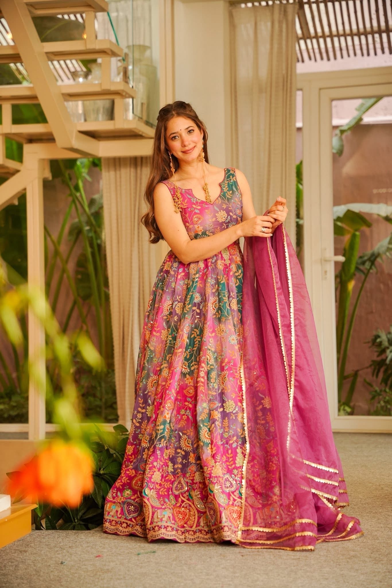 Beautiful Pink Shade Anarkali Suit Set