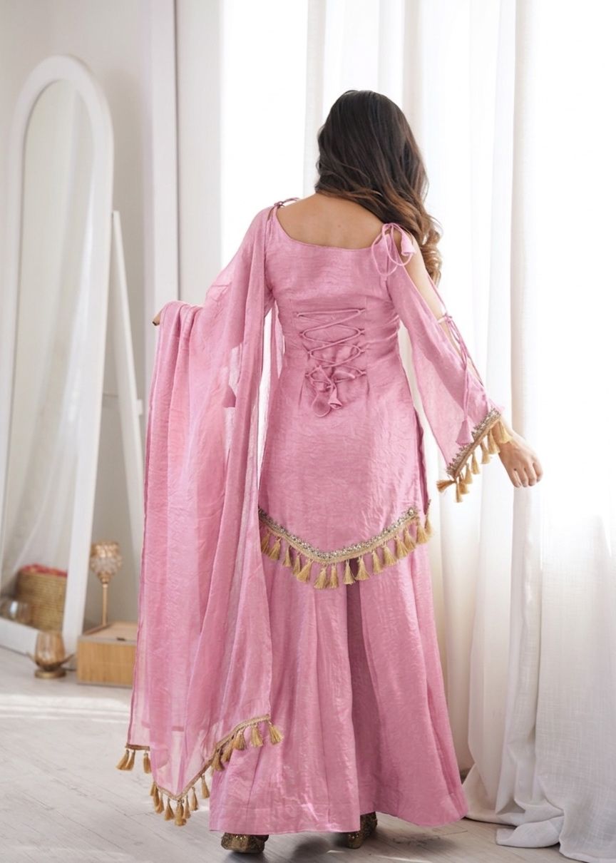 Beautiful Crushed Silk Kurta Plazzo Set